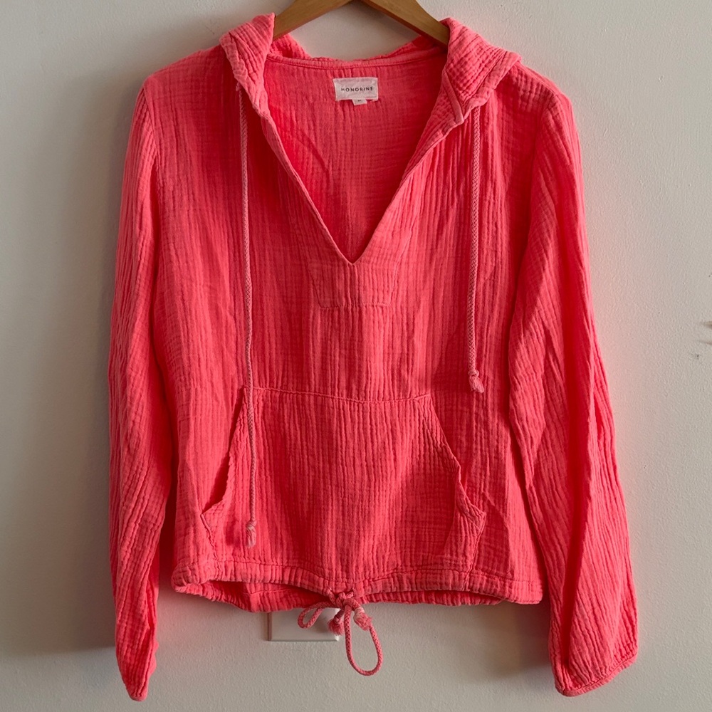 Honorine Cotton Gauze Pullover Top Size Medium Women’s Salmon Pink
